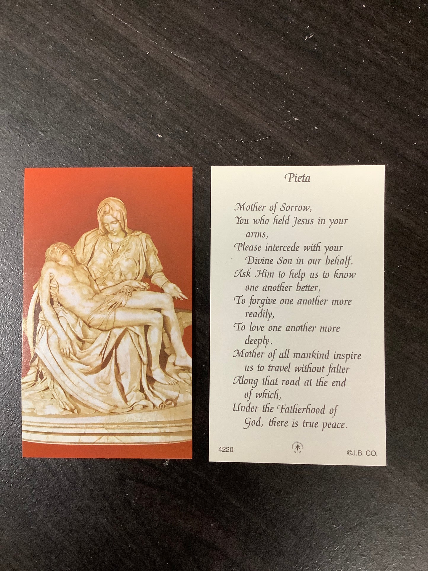 Pieta Paper Prayer Card