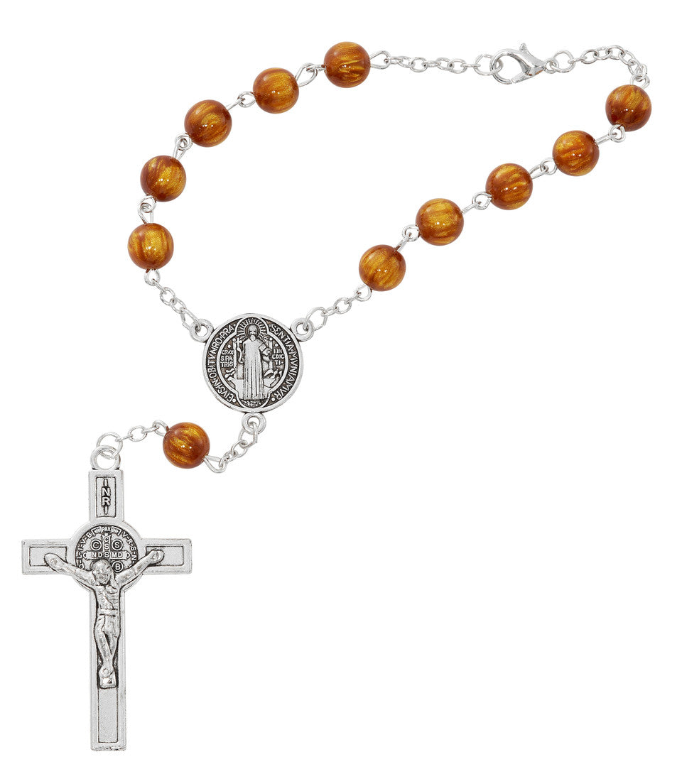 Brown St. Benedict Auto Rosary