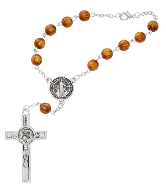 Brown St. Benedict Auto Rosary
