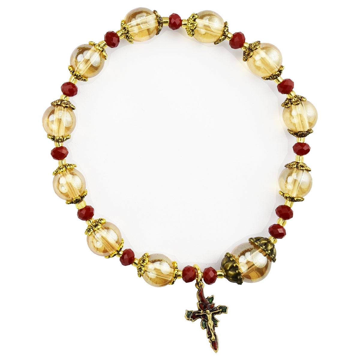 Topaz & Red Christmas Stretch Bracelet