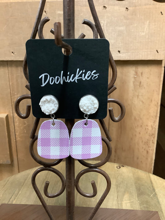 2" Spring Gingham Baby Bells -Earrings - Purple