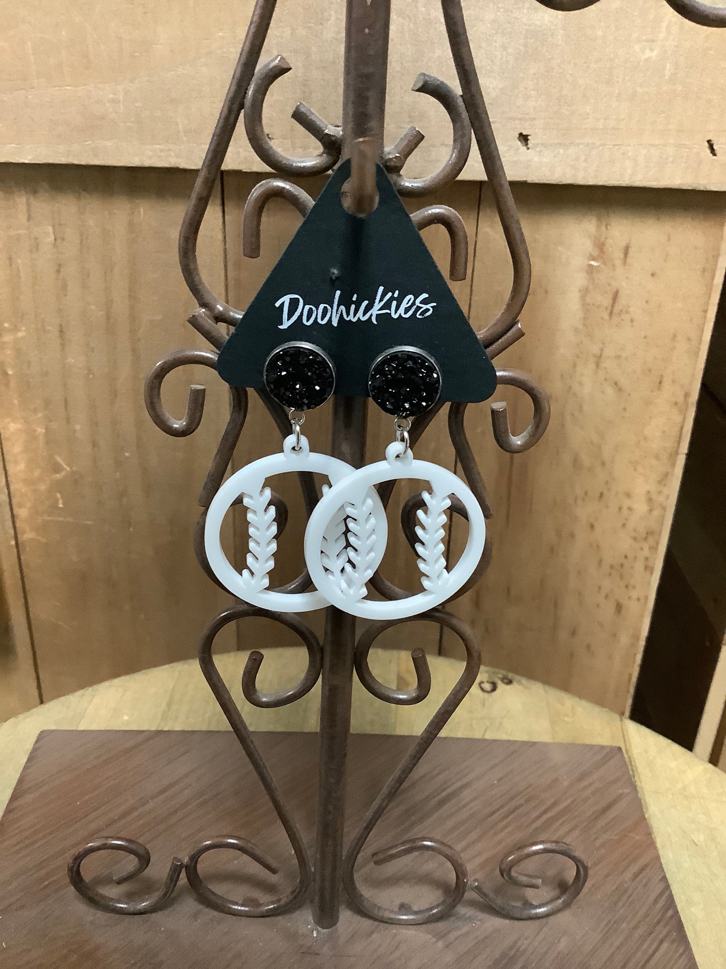 Baseball Cutout Earrings with Black Post