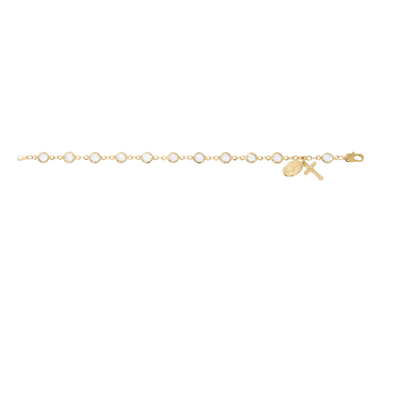Gold Plated Pewter Crystal Stone Bracelet