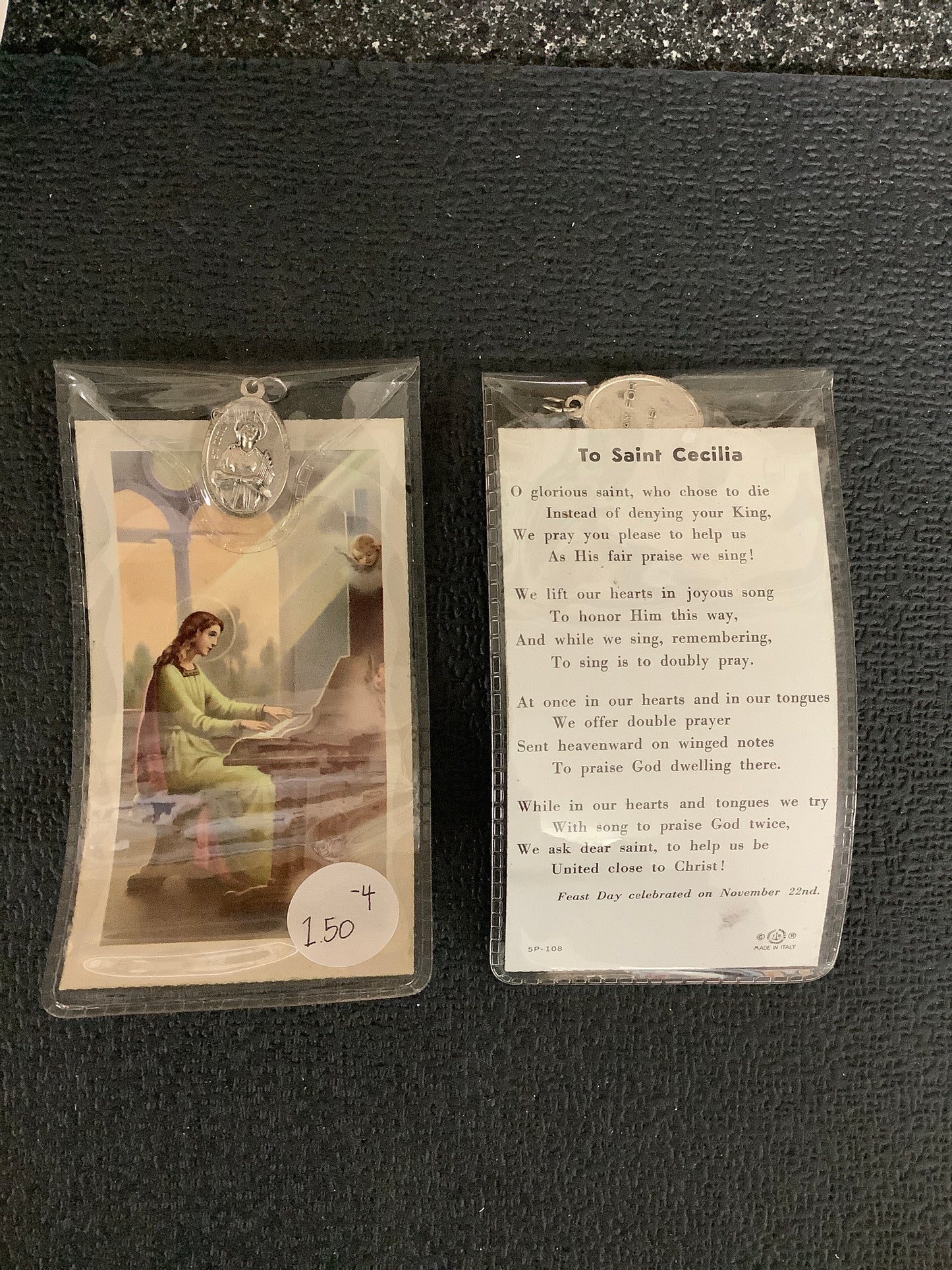 St. Cecilia Prayer Card and Medal