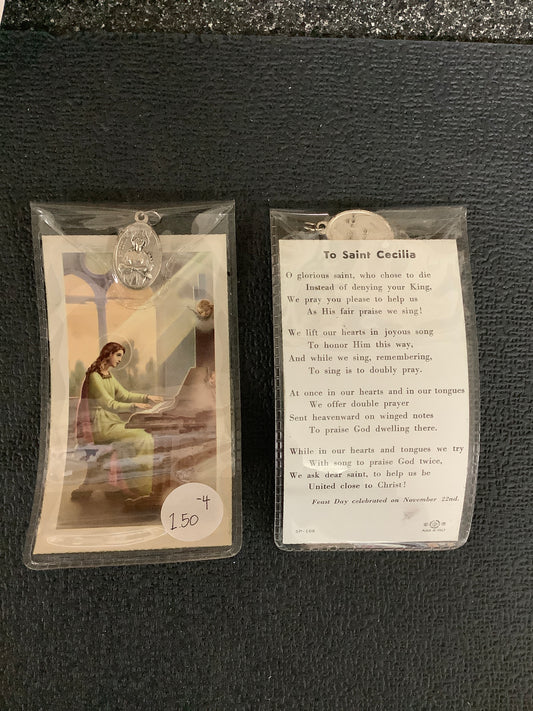 St. Cecilia Prayer Card and Medal