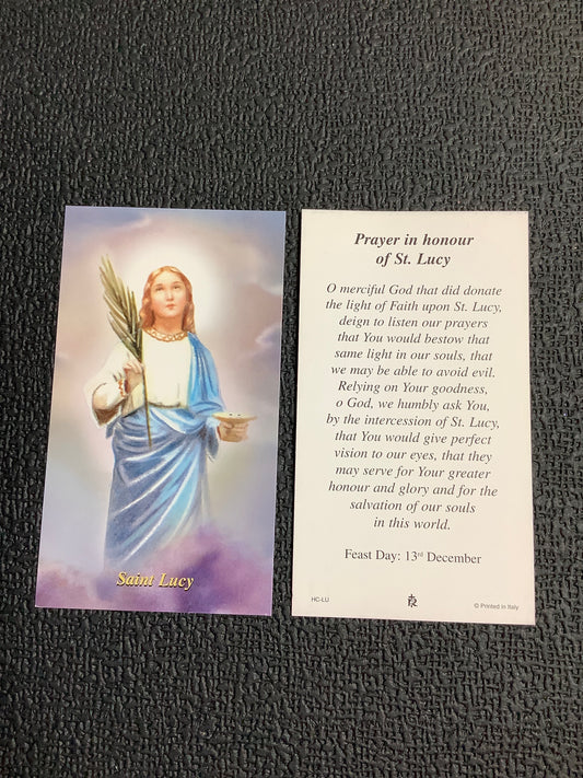 St. Lucy Paper Prayer Card
