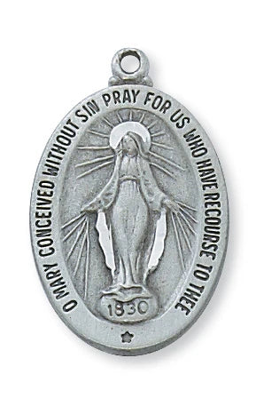Pewter Miraculous Medal Necklace