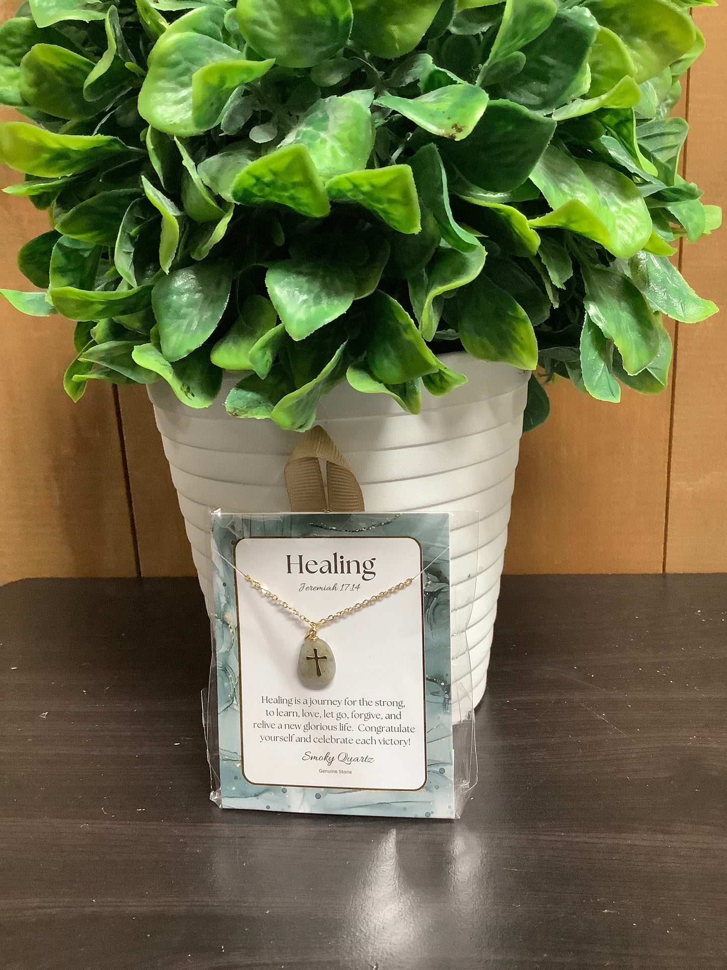 Natural Stone Cross Necklace - Healing