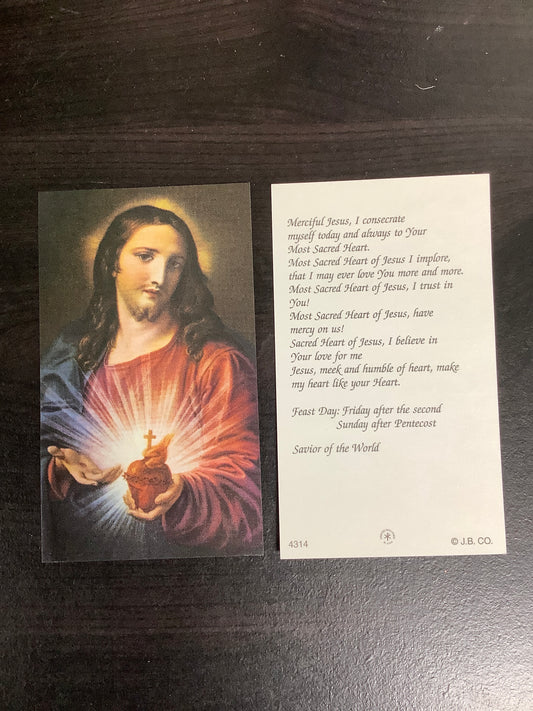 Sacred Heart of Jesus Paper Prayer Card