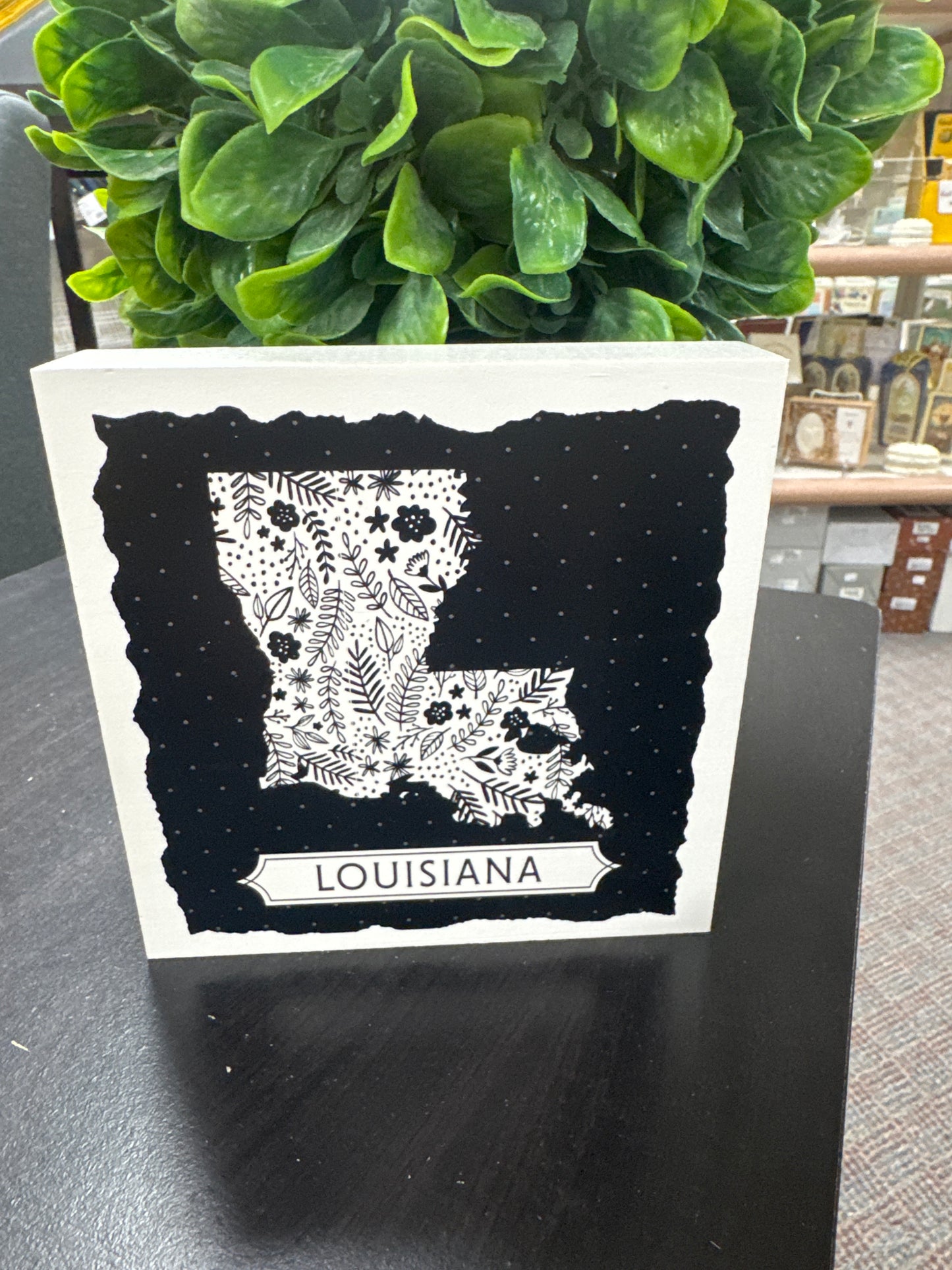 Black & White Louisiana Wooden Plaque