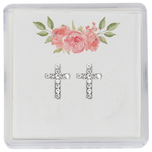Crystal Cross Earrings