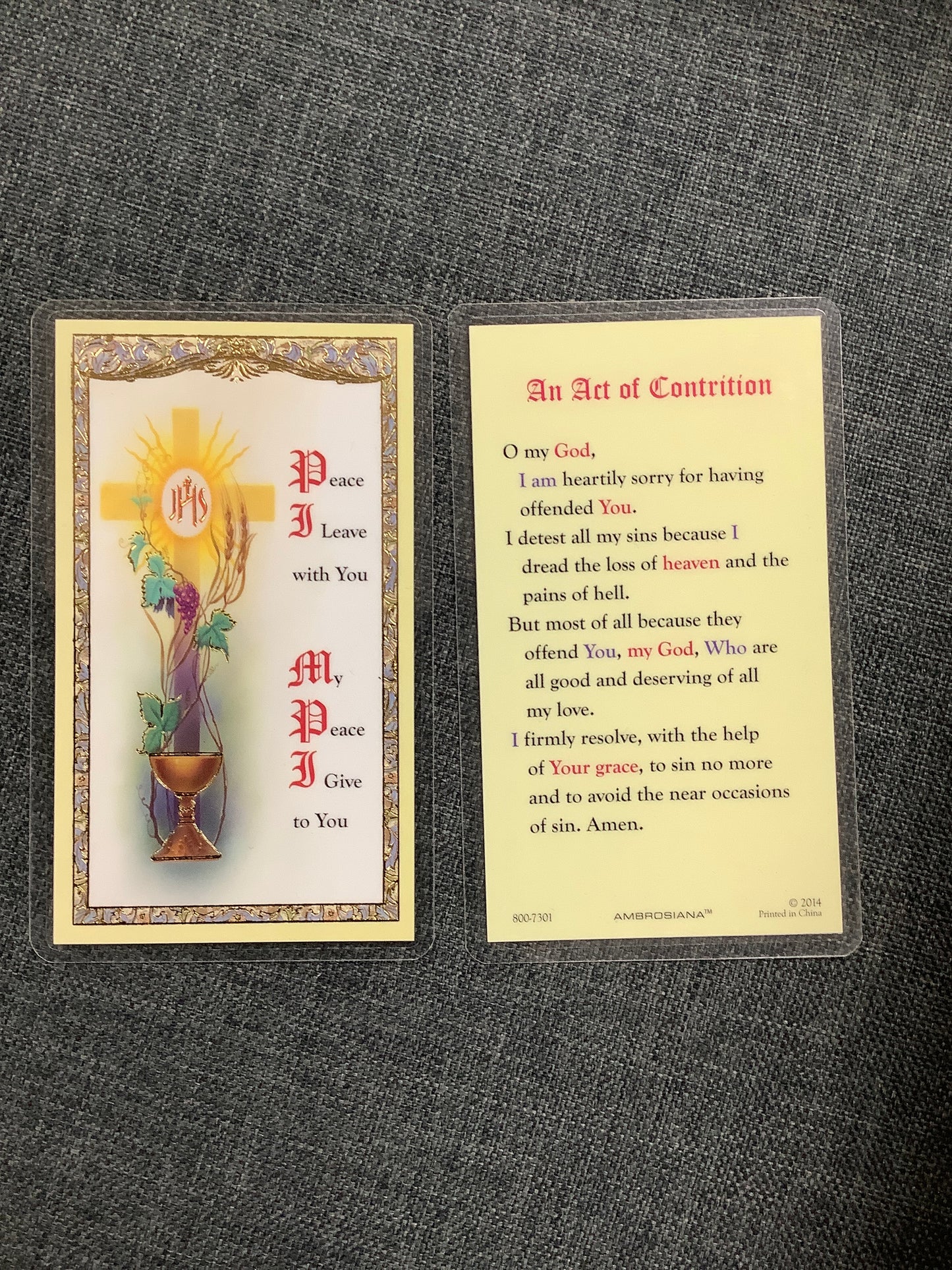 Act of Contrition Holy Card