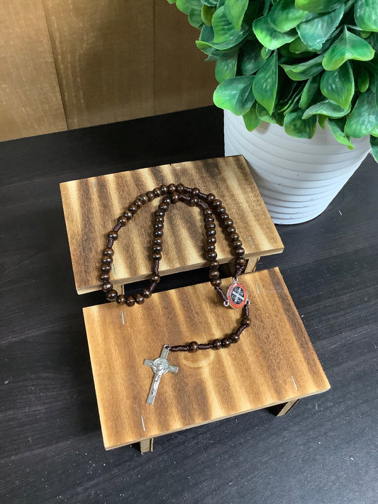 Small Dark Brown Wooden St. Benedict Rosary