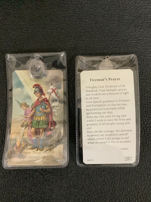 St. Florian Prayer Card and Medal