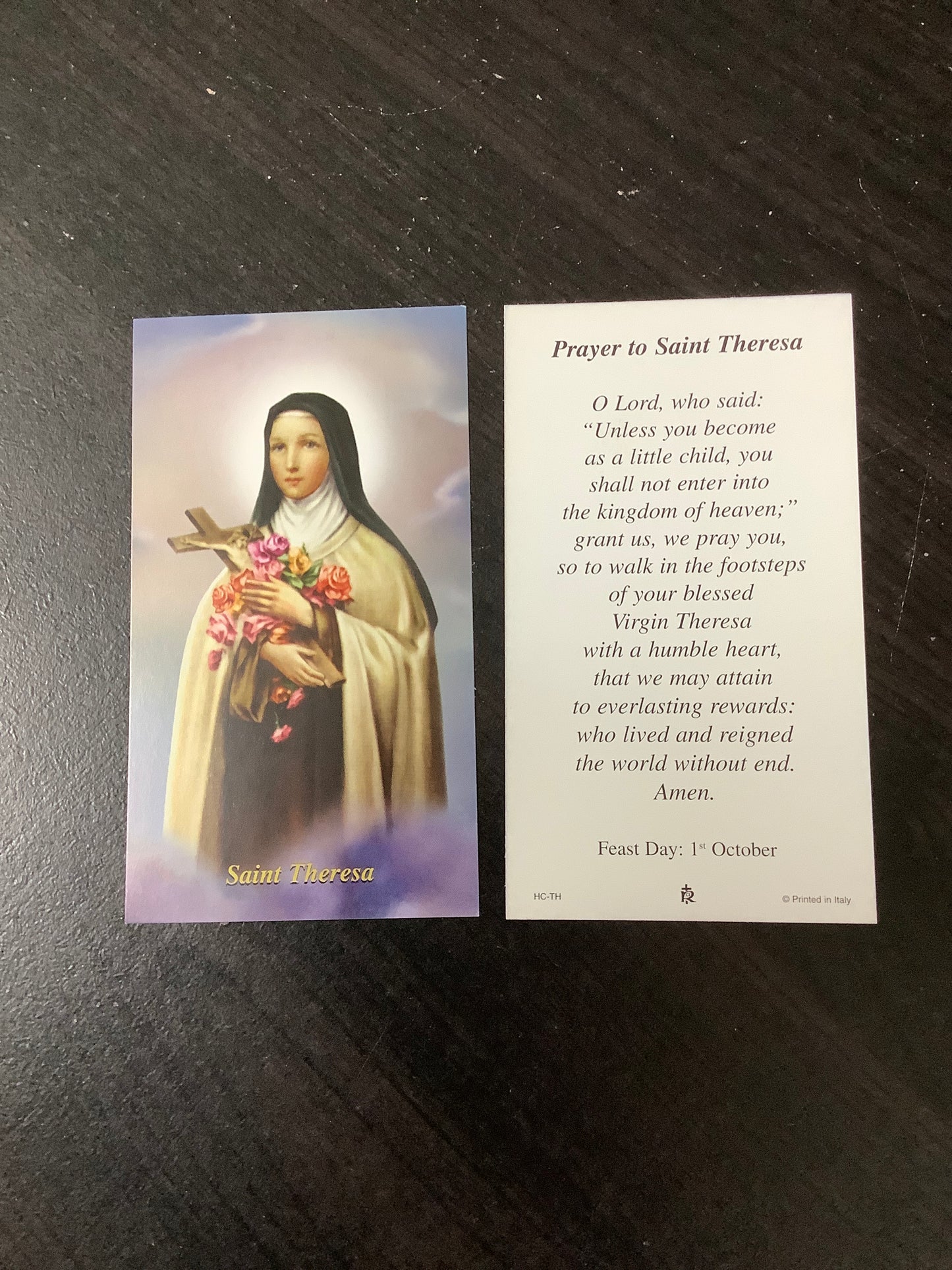 Prayer to St. Therese Paper Prayer Card