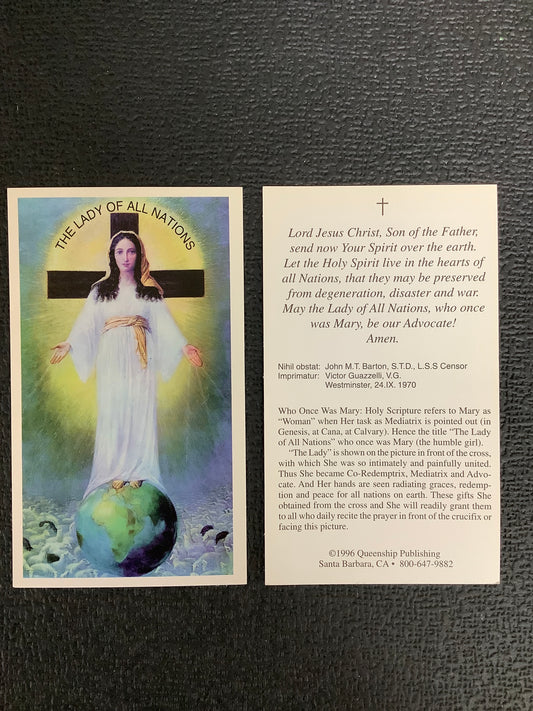 The Lady of All Nations Paper Prayer Card