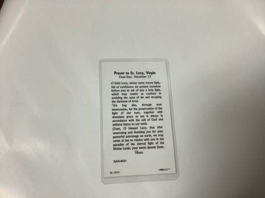 St. Lucy Prayer Card