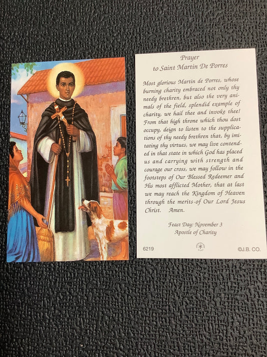 St. Martin De Porres Paper Prayer Card