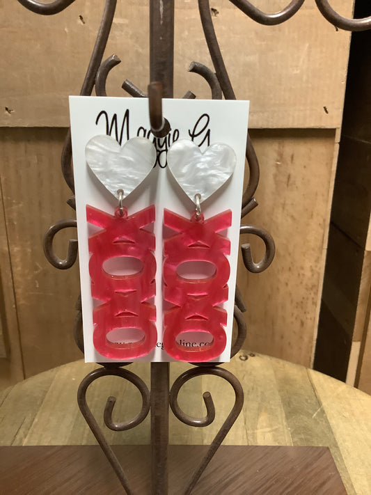 Valentine Earrings Acrylic Earrings - XOXO