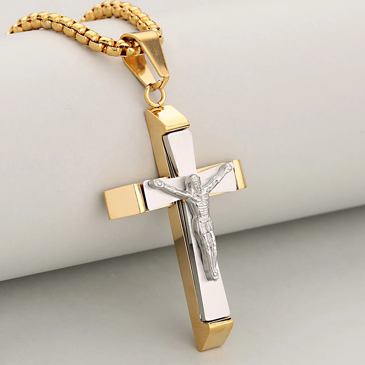 Two Tone Titanium Crucifix