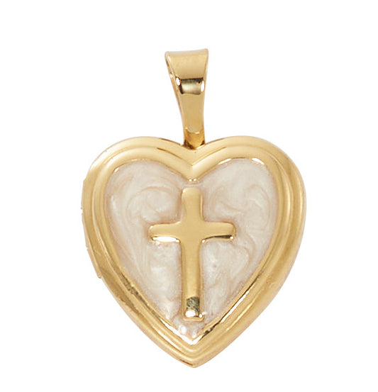 Gold Over Sterling Silver Heart Cross Locket