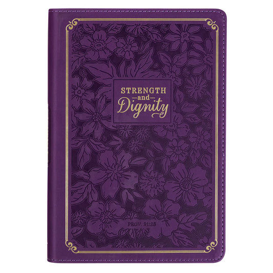 Strength and Dignity Purple Rose Faux Leather Classic Journal - Proverbs 31:25