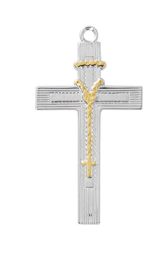 Sterling Silver Two-Tone Rosary Cross