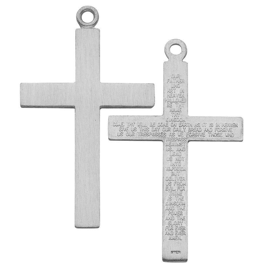 Sterling Silver Brushed Finish Lord's Prayer Cross