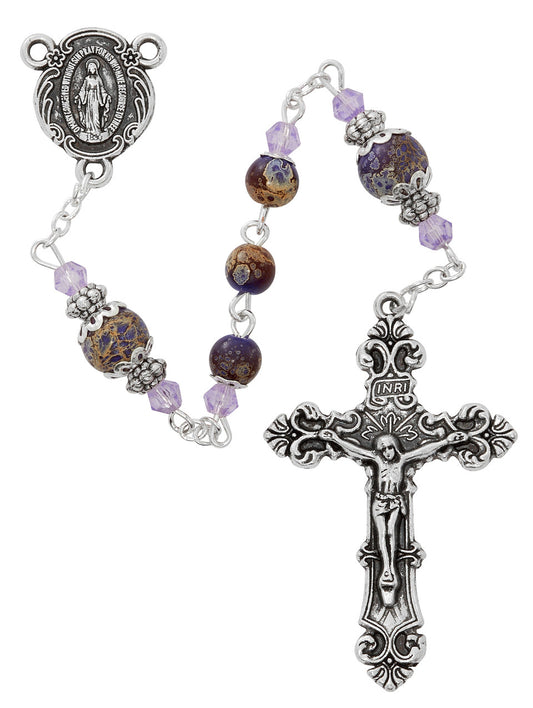 6MM Purple Marbeline Rosary