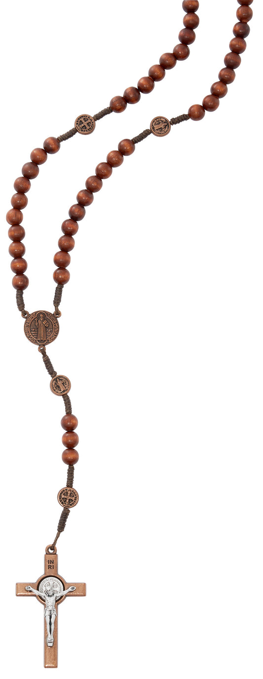 7MM Brown Wood St. Benedict Rosary