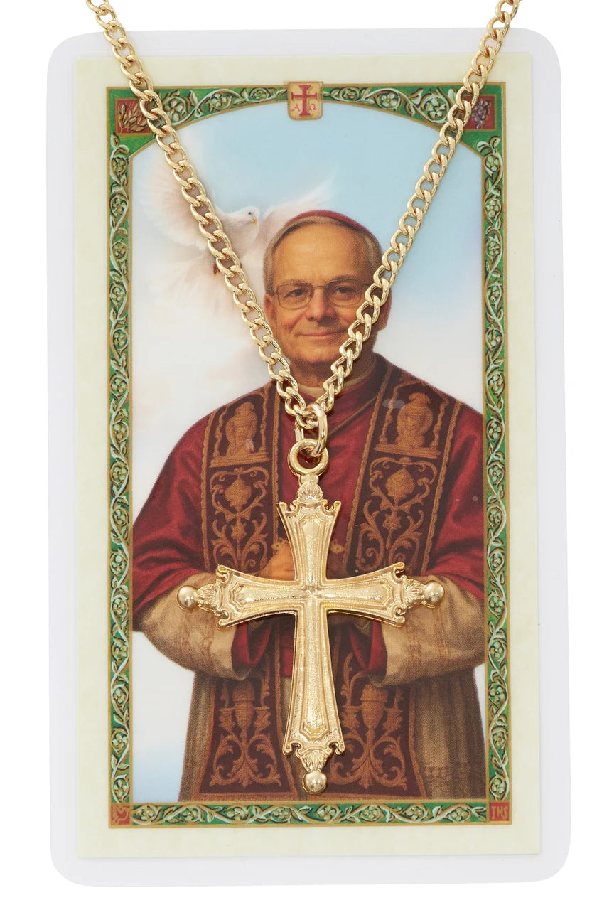 1.75" Gold Pope Leo Pectoral Cross