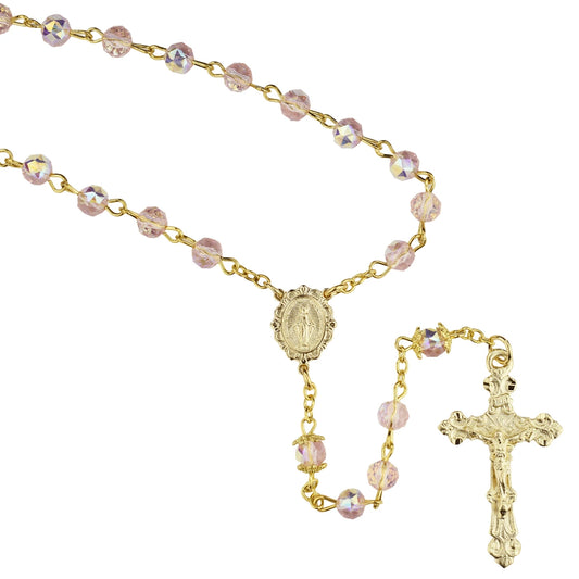 6MM Pink Crystal Rosary