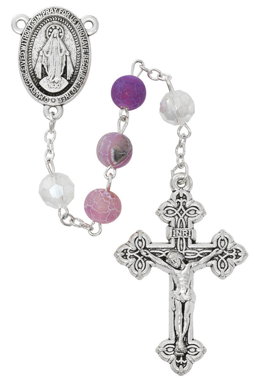 8MM Purple & Crystal Rosary