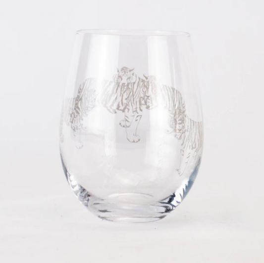 Tiger Etched Wine Glasses