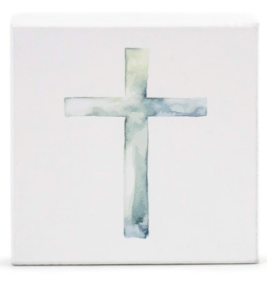 Watercolor Cross Block Art