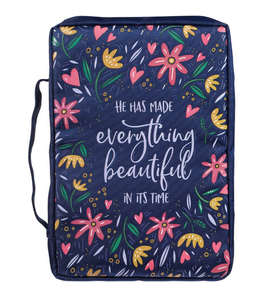 He Has Made Everything Beautiful Navy Floral Value Bible Cover - Ecclesiastes 3:11 - Large