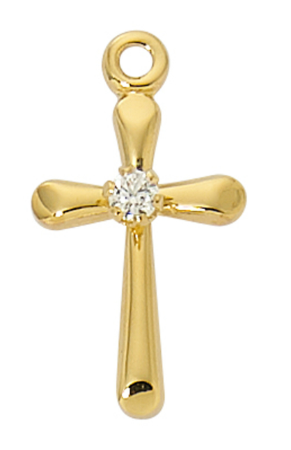 Gold Over Sterling Cross with Cubic Zirconia