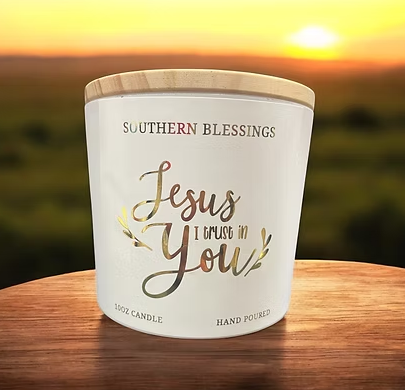 10oz Southern Blessings Candle - Jesus I Trust in You - Botanical Garden