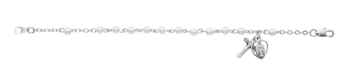 Sterling Silver Youth Pearl Rosary Bracelet