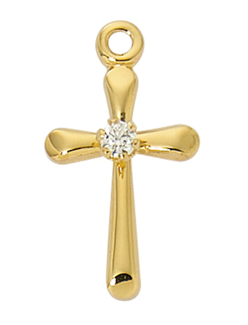 Gold Over Sterling Baby Cross with Cubic Zirconia