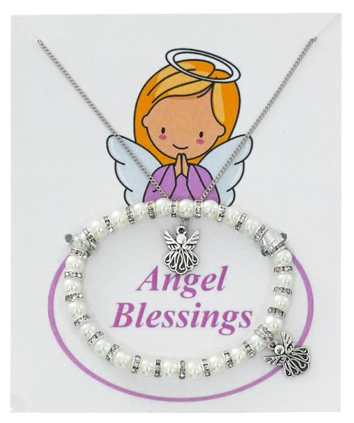 Pearl Bracelet & Angel Pendant