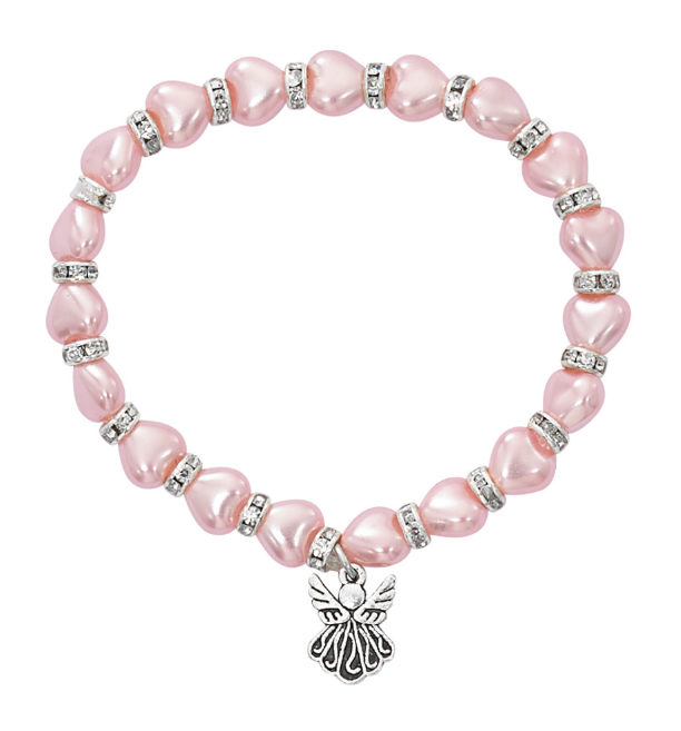 Pink Pearl Heart Baby Stretch Bracelet