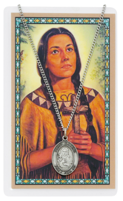 St Kateri Medal and Prayer Card