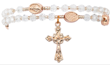 Crystal/Copper Twist Rosary Bracelet