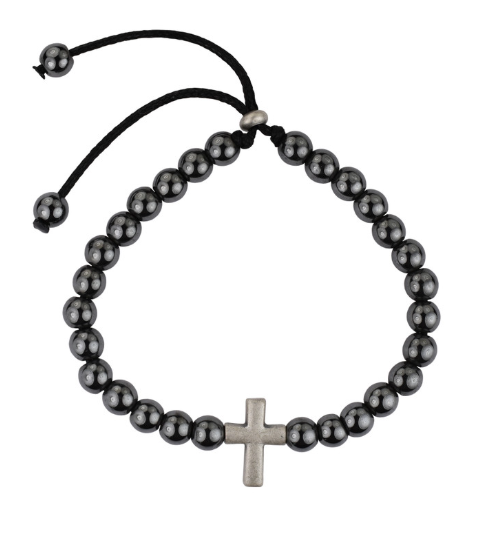 Hematite Cross Bracelet