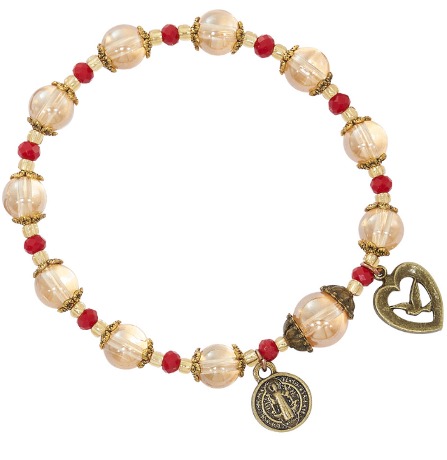 Topaz & Red Holy Spirit Stretch Bracelet