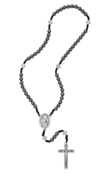 Hematite Corded St. Michael Rosary
