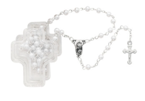 Pearl Rosary in Cross Box