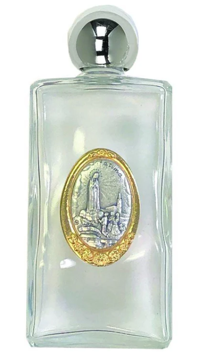 Large Glass Holy Water Bottle - Our Lady of Fatima