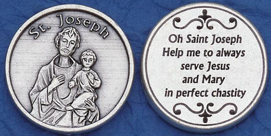 Silver Tone Pocket Token - St. Joseph